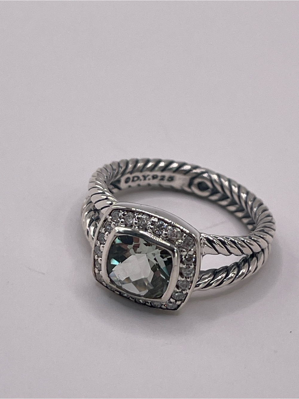 David Yurman Petite Albion Ring with Prasiolite and Diamonds - Picture 8 of 9
